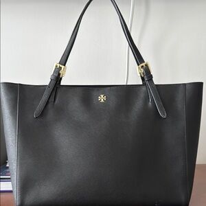 Tory Burch Black Leather Tote Bag